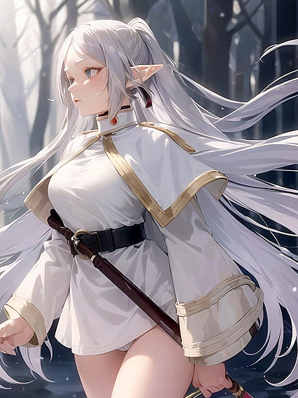 Frieren Basks in Magical Bokeh Lights for Intimate Close-Up Hentai Pleasure