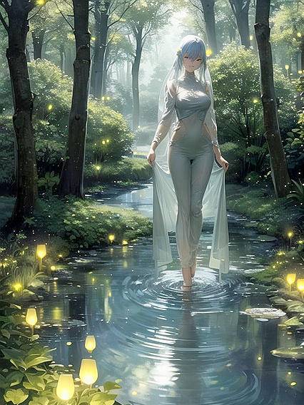 Gentle Mist and Firefly Lights Enhance the Ethereal Glow by Reflective Stream HentaiErotica