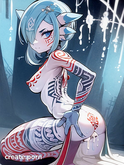 Facial Cumshots with Red Tribal Tattoos in Artistic Hentai Pornography