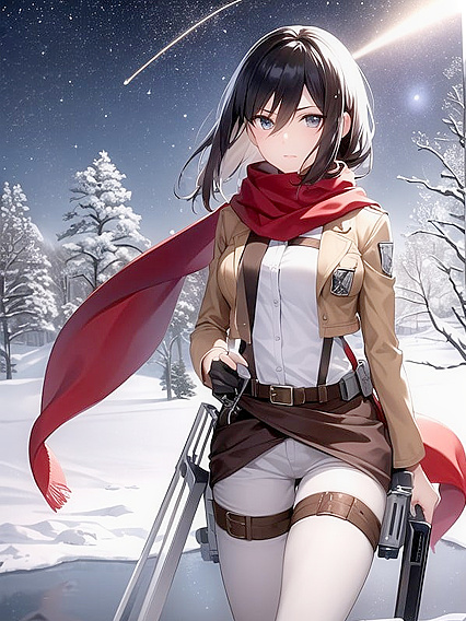 Witnessing a Brilliant Comet Shower with Her Determined Eyes in snowy hentai pornography