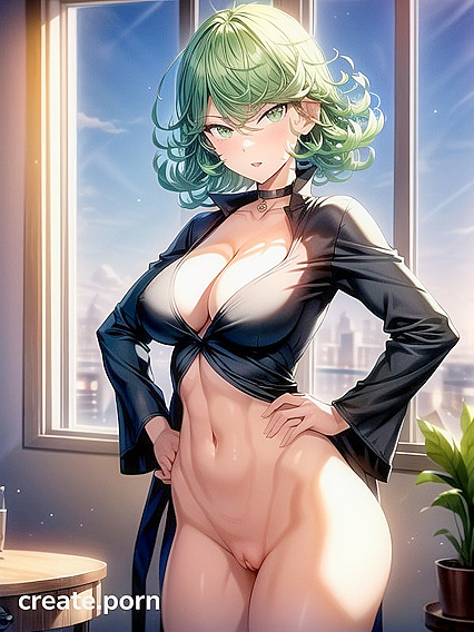 Horny Green-Haired Beauty Seduces You with Exposed Midriff in Steamy Hentai Action