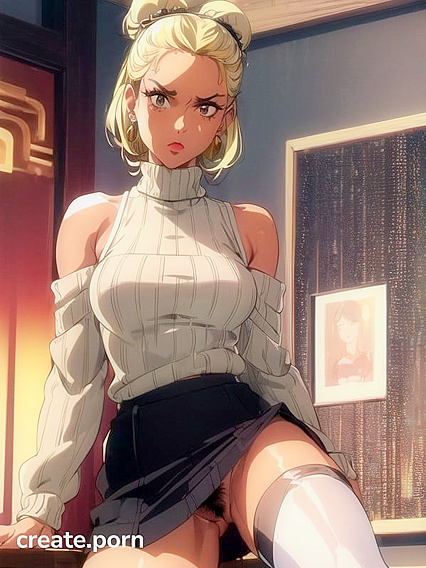 Seductive Girl 18+ in Short Skirt and Loose Sweater Teases in Hot Hentai Action