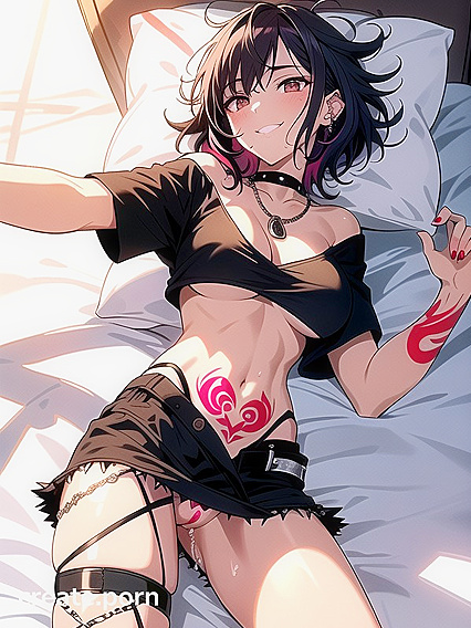 Geometric Tattoos and Fishnet Clad Seduction in Steamy Hentai Action