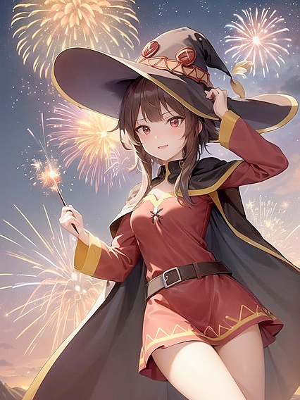 Her Body Glows Under the Majestic Fireworks in Exciting Hentai Action
