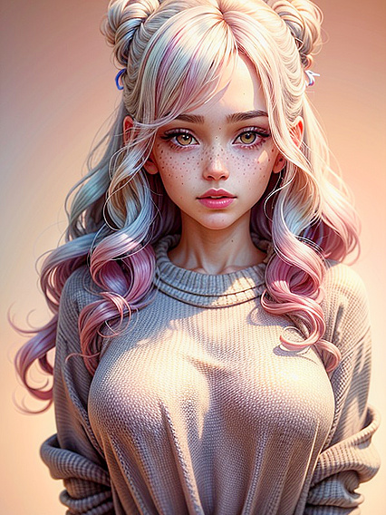 Gorgeous Girl 18+ with Soft Makeup and Shimmer Wears Hairpins in Grainy Hentai Action