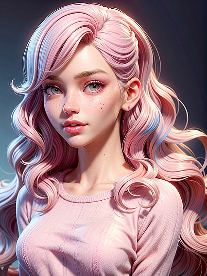 Girl 18+ with Wavy Ombre Hair in Oversized Vintage Sweater under Soft Bokeh Lights Hentai