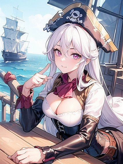 Pirate Hat Wearer Seduces Amidst Ocean Waves in Steamy Hentai Action