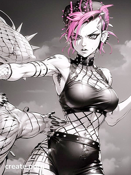 Punk Rock Chick with Mohawk and Bush Gets Wild in Hentai Action