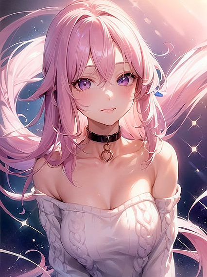 Anime Style Girl 18+ Smiles Seductively with Glossy Lips in Film Grain Hentai