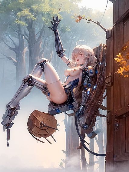 Sunlight Through Dead Trees: Mechanical Restraints Indoors in Steamy Hentai Action