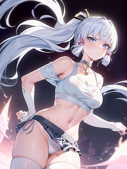 Lifted Skirt and Wet Thong Action with Thigh-High Socks in steamy Hentai Scenes