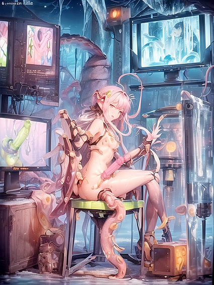 Metallic Tentacle Orgy with Pink CreamPie Explosions inSTEAMING Hentai Action