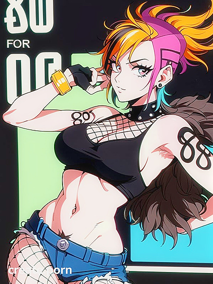 Armpit Hair Fetish with Makeup and Black Outfit in Sexy Hentai Action