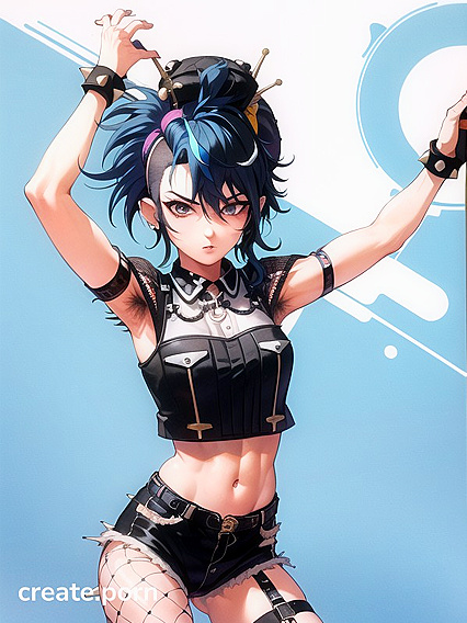 Punk Rock Chick with Armpit Hair Teases in Fingerless Gloves Hentai Action