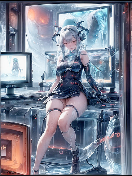 Metallic Bodied Beauty in Intimate Indoors Hentai Action