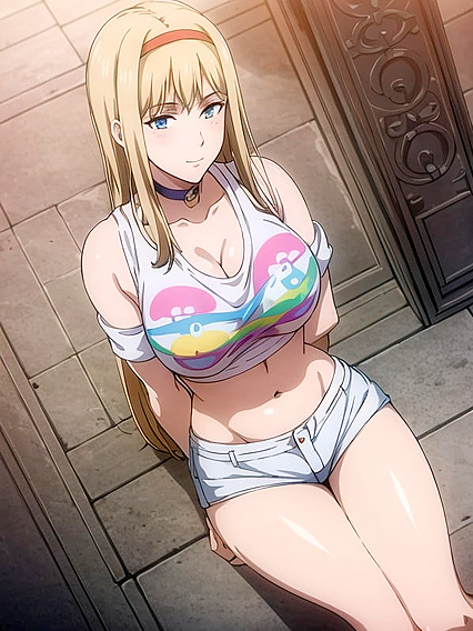 Rainbow Print Crop Top in Steamy Hentai Action