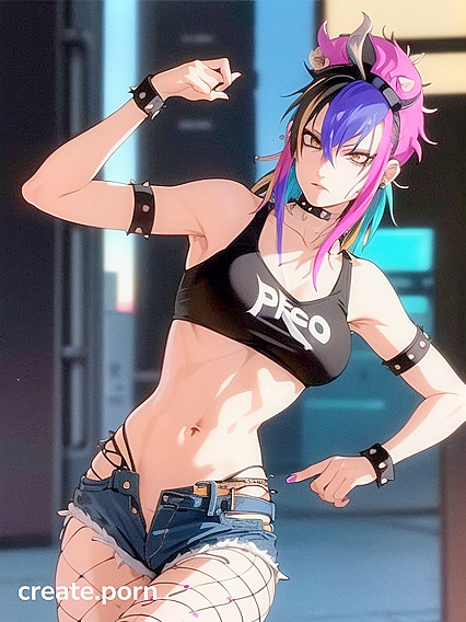 Fingerless Gloves and Fishnets Enhance Horny Hentai Fun with Pubic Hair