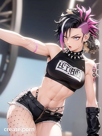 FitGirl 18+ with Multicolored Hair Strikes a Seductive Pose in Steamy Hentai Action