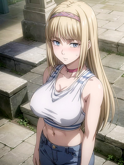 Rainbow Striped Crop Top Tempts in Sultry Hentai Action
