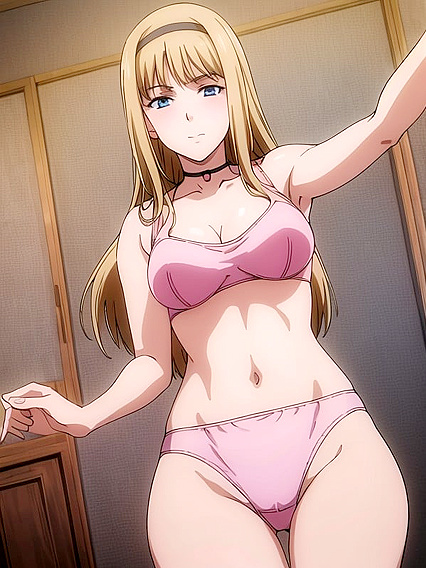 Dancing in Black Choker and Pink Lingerie for Seductive Hentai Pleasure