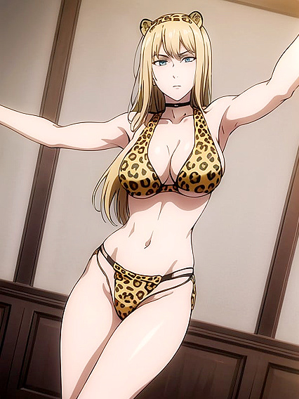 Leopard Print Lingerie and Black Choker Dance Seduction in Hentai erotica
