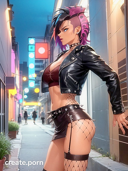 Person with Spiky Mohawk Hairstyle in Intense Hentai Action