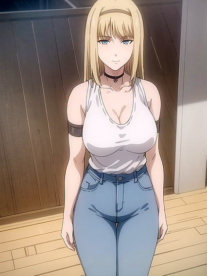 Sassy Girl 18+ in Blue Jeans Poses with Hands on Hips for Steamy Hentai Action