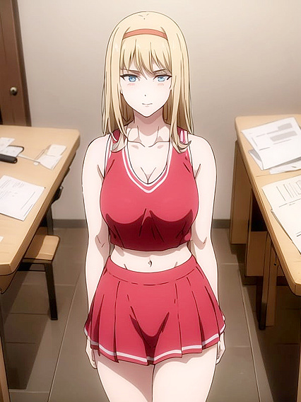 Cheerleader in Red Outfit Seduces inSTEAMING Hentai Action