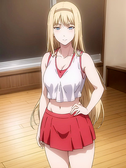 Cheerleader in Red Uniform Nails Intense Hentai Action