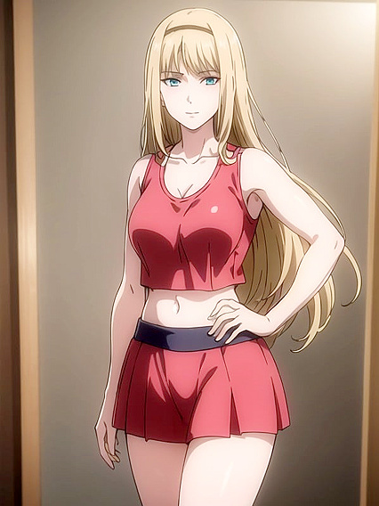 Cheerleader in Red Outfit Gets Intimate with Detailed Face Hentai Pleasure