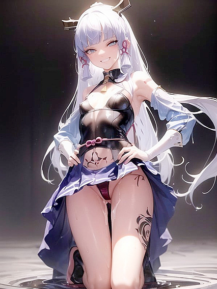 Goth Goddess with Artistic Tattoos Teased in Black Thong Hentai Action