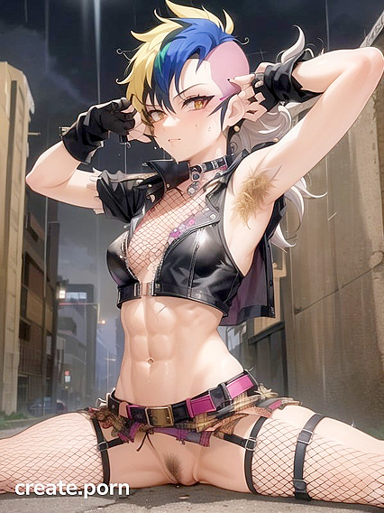 Sensual Multicolored Hairstyle and Armpit Hair in Erotic Hentai Action