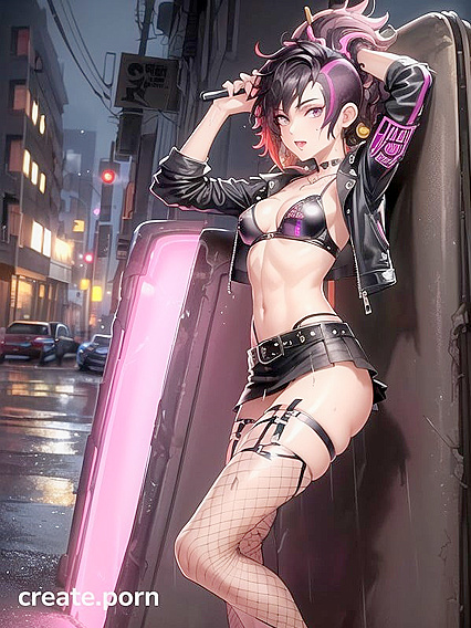 Fit Girl 18+ Exploring Her Pubic Hair in Urban hentai Scenes