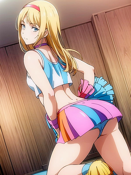 Cheerleading Rainbow Uniform in Wild Hentai Action