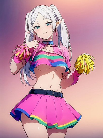 Cheerful Rainbow Cheerleader Outfit Twists into Erotic hentai Pleasure