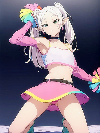 Cheerful Rainbow Cheerleader Outfit Twists into Hot Hentai Action