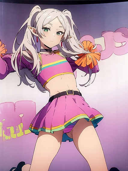 Cheerful Rainbow Cheerleader Shows Off Her Moves in Hot Hentai Action