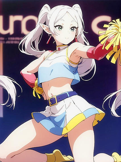 Cheerful Rainbow Cheerleader Outfit in Steamy Hentai Action