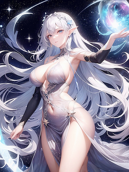 Aurora Ribbons Wrap Her Body in Translucent Delight: Full-HD HentaiErotica
