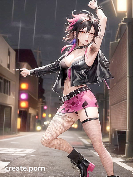 Punk Rock Chick Gets Wild in Dumpster Full-Body Hentai Action