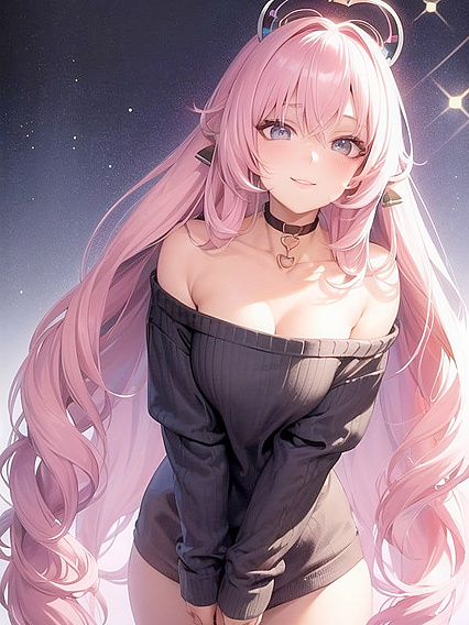 Cute Anime Girl 18+ in Oversized Sweater with Sparkling Eyes Enjoying hentai Pleasures