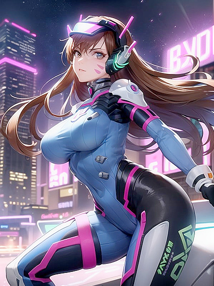 Neon-City Vixen Pleasures Herself Amidst Futuristic Skyscrapers and Robotic Desires