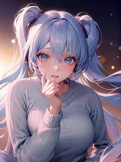 Wavy Ombre Haired Girl 18+ in Oversized Vintage Sweater for Intense Hentai Pleasure