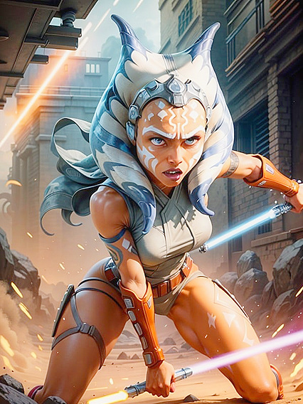 Ahsoka Tano's Acrobatic Combat in Star Wars: Dual Lightsaber Action hentai