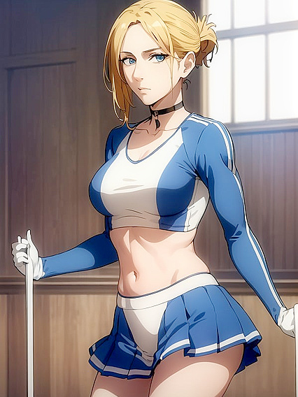 Cheerleader in Blue Uniform Seduces in steamy Hentai Action
