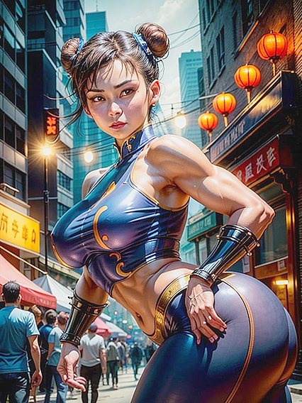 Blue Leggings Add Vibrant Life to Busy Scene in Exciting Hentai Action