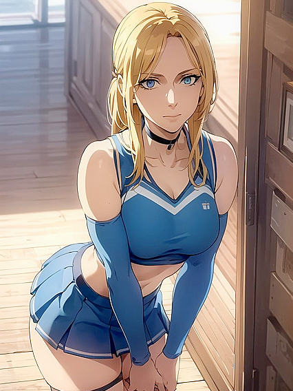 Cheerleader in Blue Uniform Gets Wild in Hentai Action