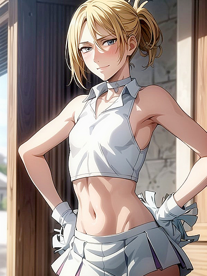 Cheerleader in White Uniform Takes on Intense Hentai Action