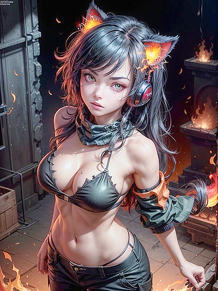 Huge Fireballs Explode in a Dark, Burned-Out City Anime Hentai Action