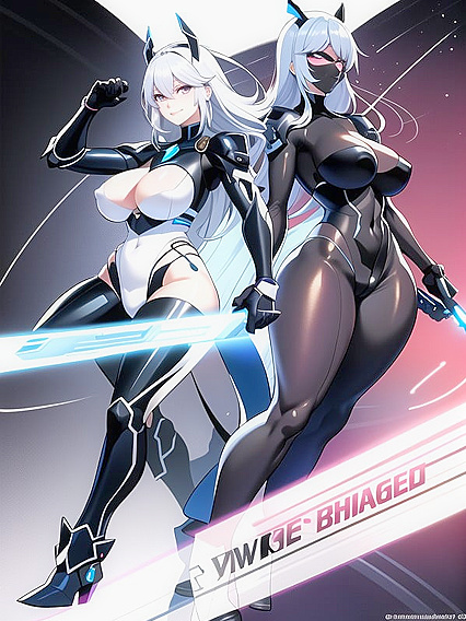 Futuristic Warrior Waifu in Sleek Armor with Glowing Edges Full Body Hentai Pleasure